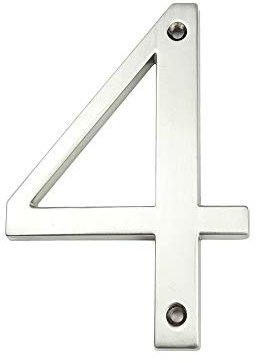 HASWARE Hausnummer Zeichen 4 Zoll (10 cm) moderne Tür Nummern Beschilderung Plaque Street Home Adresse Ziffern Zinklegierung (Silber, 4)
