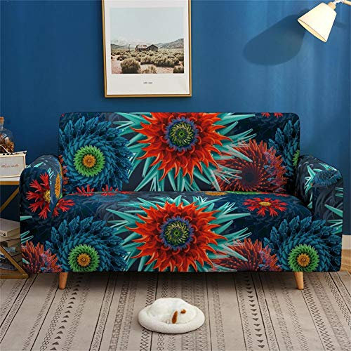 Tr1er Sofabezug, dehnbar, 1-, 2-, 3-, 4-Sitzer, Stretch, 3D, Bedruckt, Universal-Sofabezug mit Armlehnen, Sofaüberwurf (exotischer Stil, 4-Sitzer (235-300 cm))