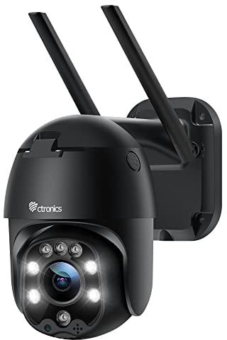Ctronics PTZ Überwachungskamera Aussen WLAN, Dome IP Kamera Outdoor, Intelligente Menschliche Erkennung, Automatische Verfolgung, 30m Nachtsicht in Farbe, 2-Wege-Audio, SD-Kartenslot, Schwarz