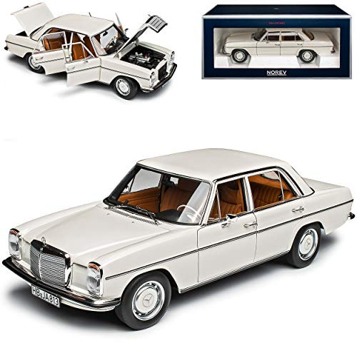 Mercedes-Benz 200/8 Strich Acht Limousine Weiss W114 W115 Modell 1967-1976 Version Serie 0,5 1967-1969 1/18 Norev Modell Auto mit individiuellem Wunschkennzeichen