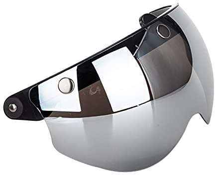 H HILABEE Universal Windproof 3-Snap Motorradhelm Visier vorne Flip Up Visier Windschutzscheibe Objektiv für Motorradhelm Sonnenbrille- Silber