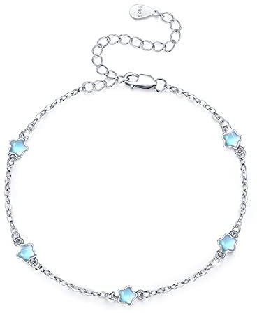 CUOKA MIRACLE Mondstein Armband Damen - 925 Sterling Silber Regenbogen Stern Mondstein Schmuck für Mädchen