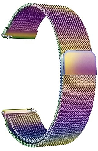 LYYLTX Edelstahl Mesh Uhrenarmband Metall Ersatz Armband Magnetverschluss Smartwatch Schnellverschluss Watch Uhren Ersatzband Für Damen Herren 14mm 16mm18mm 20mm 22mm 24mm (16mm,Colorful)