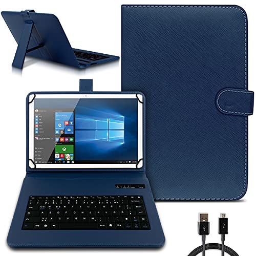 NAmobile Tastatur Hülle QWERTZ Bluetooth kompatibel mit XGODY P60 / P60 Pro Schutzhülle Cover Tablet Tasche 10.5 Case Keyboard kabellos Ultra deutsches Layout, Farben:Blau