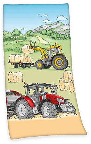 Herding Klaus GmbH Traktor Velourstuch, Mehrfarbig, 75 x 150 cm