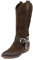QUEEN HELENA Stivali Texani Camperos a Punta in Vera Pelle Scamosciati con Tacco Western Scamosciati Invernali Donna TEX110 Marrone 36