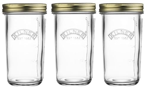 Kilner Wide Mouth Preserve Jar Set of 3 x 0.5L (500ml) Glass Storage Jar with Vacuum Seal Lid Ideal for Preserving Whole Fruits Vegetables Pickles Jams