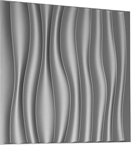 NOVECRAFTO Wave Flow Design 3D Wall Panels Pack of 18 Sheets Covering 48.44 sq ft (4.5 sqm), Decorative Cladding Panel Size 19.7x19.7 (50x50cm) PVC Panel in Silver with Wave Flow Effect
