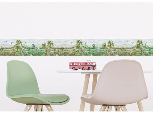 Frise auto-collante dinosaures en couleur - 1 rouleau de 0,97 x 5 m