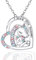 MAKOBLESSMOMO Einhorn Herz Halskette für Mädchen, I Love You Forever Einhorn Schmuck Geschenke für Mädchen Mütter Tochter Enkelin Nichte