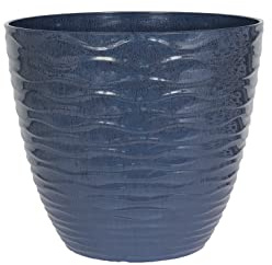 Lightweight Recycled Plastic Garden Pot Planter with Drainage Holes | UV Resistant & Frostproof | Windermere Blue 38cm