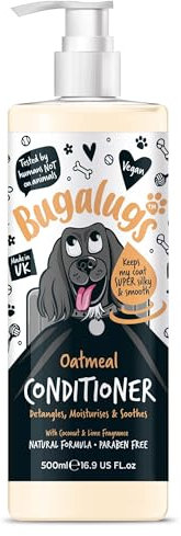 Bugalugs Conditioner für Hunde, 500 ml, mit Aloe Vera angereichert, weich, spendet Feuchtigkeit und schützt das Fell – ohne Parabene und Silikone – geeignet für empfindliche Haut und häufige