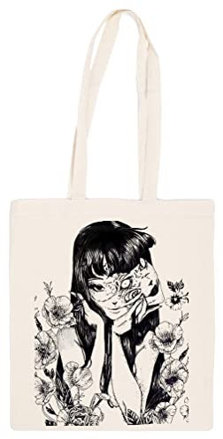 JINBETEE Tomie Junji Ito Einzigartige Kunst Beige Totebag Einkaufstasche Wiederverwendbar