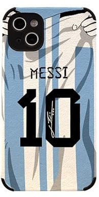 Slrioks Messi Jersey Phone Case Soccer Case for iPhone 14 13 12 11 Pro Max Plus Mini Xr Xs X 7 8 6 Thin Leather Silicone Shockproof