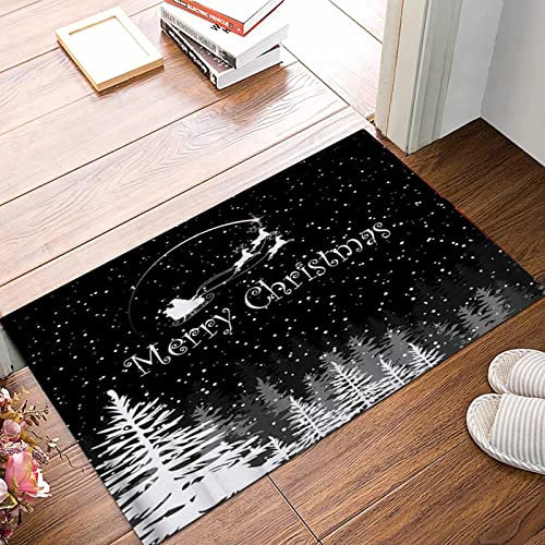 Weich Badezimmerteppich 50x80 cm,Weihnachtsmann sitzt auf dem fliegenden Hirsch in Weihnachten Frohe Weihnachte,Rutschfest waschbar Badematte, Badteppich Mikrofaser Saugfähig Badvorleger Duschvorleger