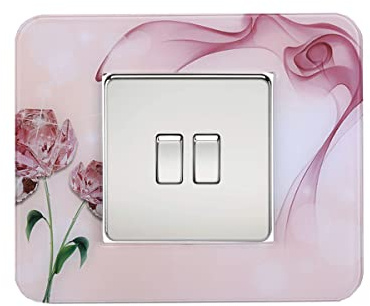 3 Pack Acrylic Light Switch Surround, Light Socket Surround, Red Diamond Flower Light Switch Sticker Finger Plate