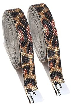 2 Rollen glitzerndes Diamantband, glitzerndes Geschenkband für Hochzeitstorten, Geburtstagsdekorationen, Basteldekorationen (breit 1,3 cm) (Leopardenmuster)