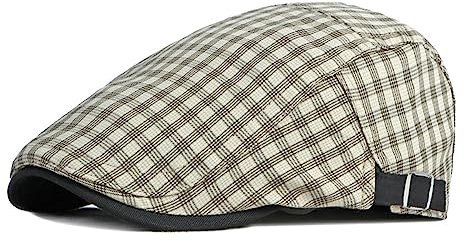 Vobozeany Herren Dame Schirmmütze Baumwolle UV-Schutz Frühjahr Sommer Schiebermützen Buntes Gitter Baskenmütze Gatsby Newsboy Flatcap Herrenmütze