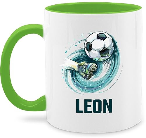 Tasse Tassen 325ml - Fußball Schuss Cool Fußballfan | Fußballgeschenkideen - 325 ml - Hellgrün - namenstasse junge geschenke für fussballfans fussball leon glühweintassen