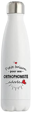 Gourde Isotherme Orthophoniste adorée femme | Bouteille Thermos 50cl Idée Cadeau Femme Humour Collègue famille Anniversaire Noël