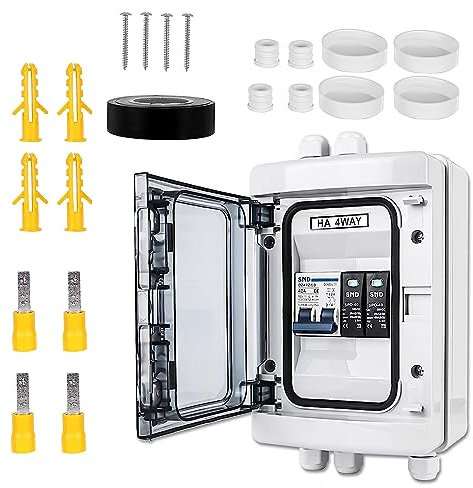 SPORWAY Protección contra sobretensiones PV DC, interruptor de separación de flash, 500 V CC, 2 pines, 40 A, 20-40 KA, interruptor de separación, sistema solar con carcasa impermeable IP65