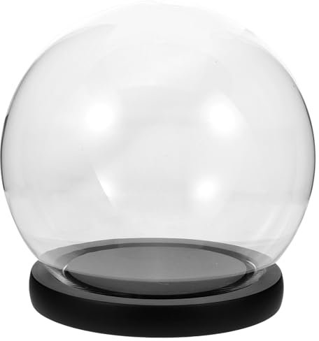 Cabilock Glasglocke Glashaube Glassturz mit Sockel Glas Lampenschirm Rose Pflanzen Glaskuppel DIY Sukkulenten Miniatur Lichterkette Weihnachten Dekoration Tischdeko Halloween Deko Ornamente