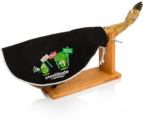 Cubre Jamón Kukuxumusu Color Negro - Algodón 50% - Funda Jamón 55 cm - Ideal Tanto para Jamones como Paletas - Modelo Green Lives