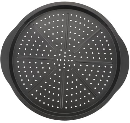 MAGICLULU 1pc Pizza Plate Tray Toaster Strudel Non Stick Pizza Pan Small Pizza Pans Round Pizza Pan Pizza Dish Plate Baking Gadget Metal Pizza Pan Perforation Carbon Steel 38c Baking Pan