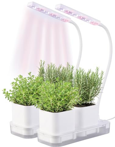 PEARL Anzuchtlampe: 2er-Set Gewächs- & Anzucht-Station,2Töpfe,Wachstums-LEDs & Wassertank (Growbox, LED-Pflanzenlampe Anzucht, Gewächshaus)