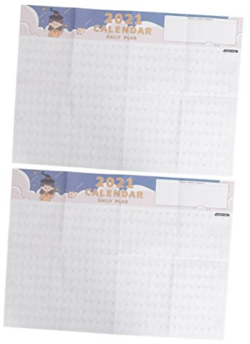 NUOBESTY 2 Stück 2021 Tagebuchkalender Planer 2021 Wandkalender Für Zeitmanagement Papierkalender Für Home Office