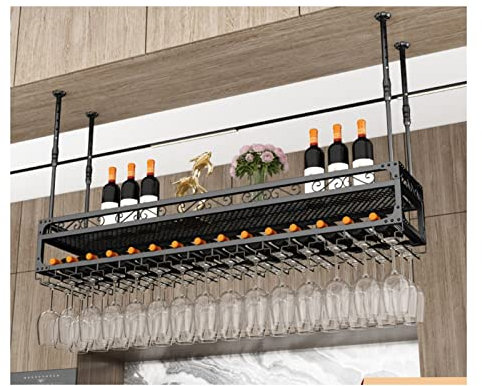Support de rangement à double plafond, support mural pour verres à vin, support à vin industriel réglable, support à verres à vin suspendu, pour bar à domicile, présentoir multifonctionnel (coule