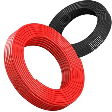Cavo elettrico 12AWG 3,3mm² 2×10M, cavo flessibile rosso nero, cavo in rame stagnato senza ossigeno resistente ad alta temperatura 600V per batteria auto, lampada a LED, pannello solare (12/2-10M).