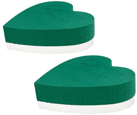 Creativery Nass Steckschaum Herz 21cm 2 Stück - für Profi Floristen & Hobby Bastler - Frischblumen Steckschwamm - Blumen Steckmasse Blumensteckschaum - Floristik Zubehör & Floristikbedarf - Grün