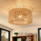 FORCOSO Deckenleuchte Rattan 3 Flammig, E27 Messing Deckenlampe Boho Lampe Decke mit Natürlicher Rattan Lampenschirm, Rustikal Vintage Kronleuchter Für Wohnzimmer Schlafzimmer Esszimmer Küche Flur