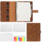 FYY Leder A5 Ringbuch Notizbuch - 6 Ring A5 Binder mit A5 Nachfüllpapieren, Bindertaschen und PVC Haftnotizen, Reisebinder Journal Persönlicher Planer mit Ringbuch Braun