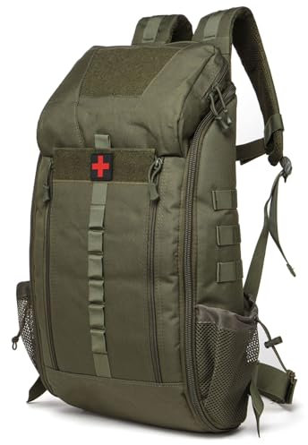GUJOIN Wasserdichter Taktischer Medizinischer Rucksack 40L Nylon Erste-Hilfe-Rucksack Für Wandern, Trekking, Jagd, Angeln, Camping Und Outdoor-Sportarten (Grün)