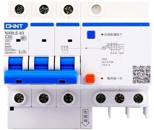 EWWFGUR Disjoncteur différentiel NXBLE-63 3P 6A 10A 16A 20A 25A 32A 40A 50A 63A RCBO(50A)