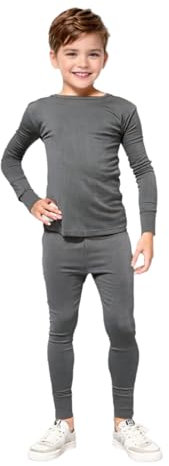 Kids Thermal Long Johns Full Sleeve Top & Bottom Trouser Underwear (GREY SET 3-5)