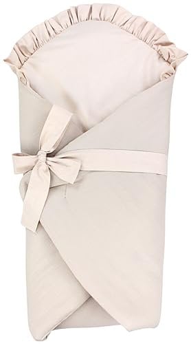 TupTam Unisex Baby Einschlagdecke mit Schleife, Farbe: Musselin/Beige, Größe: 70 x 70 cm