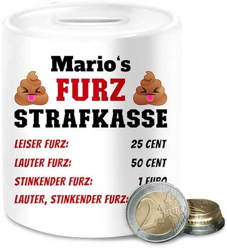 Pupsen - Personalisierbare Pups Spardose | Furz Strafkasse mit Wunschname | Lustige Furz Kasse als individuelles Geschenk - Unisize - Weiß - furzstrafkasse furzkasse furzen Furze spardosen