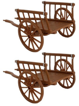 Naugan Cart Model Miniature Cart Fairies Figurines Miniature Wheel Toddler Wheelbarrow Accessory Garden Trolley Miniature Toy