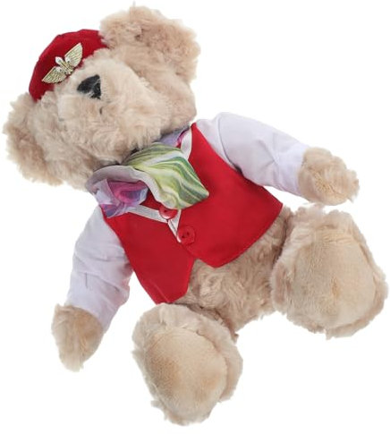 Garneck Stewardess Stoffbär Ausgestopfte Bärenpuppe Bär Puppe Spielzeug Plüsch Stofftier Plüschtiere Plüschtierpuppe Kuscheltier Für Teenager Weicher Stoffbär Pilotenkram Rot Pp Baumwolle