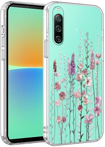 Saqmkil Handyhülle für Sony Xperia 10 IV Hülle, Blumen Muster Aesthetic Durchsichtig Mädchen Case Transparent Weich Silikon Dünn TPU Bumper Stoßfeste Schutzhülle Cover für Sony Xperia 10 IV 6, 01