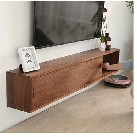 Floating TV Stand Hanging Cabinet Floating TV Shelf Wall Mounted Media Console, Router DVD Shelves Storage Cabinet TV Stand, for PS4/Cable Box/DVD Players/Game Console Streaming Media Equipment Floati