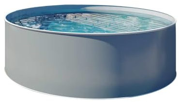 Design-Stahlwandpool Ø 4,50 x 1,20 m - Rundpool anthrazit mit Grauer 0,80 mm Folie - einfacher Aufbau - schraubenfreie Montage - freistehend teileingelassen oder eingelassen