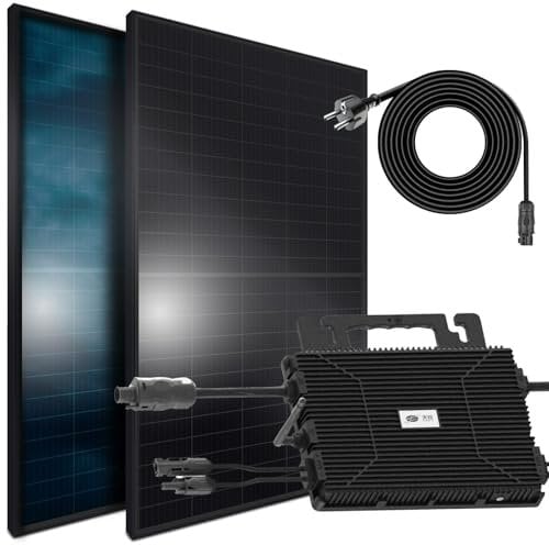 SUNNIVA® 920W Balkonkraftwerk BIFAZIAL FULLBLACK komplett Steckdose ASTRO-E 800W Wechselrichter, PV Solaranlage, 2x 460W Glas-Glas Solarmodule, inkl. 5m Kabel, Bluetooth WIFI, Komplettset