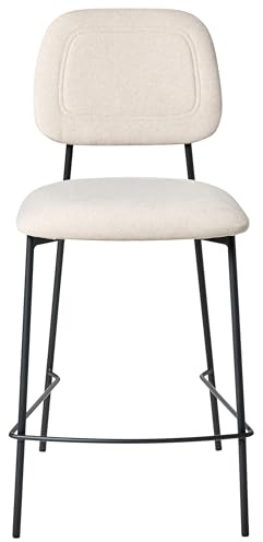 Beliani Modern Bar Dining Chairs Set Upholstered Velvet Seat Iron Black Base Light Beige Duette