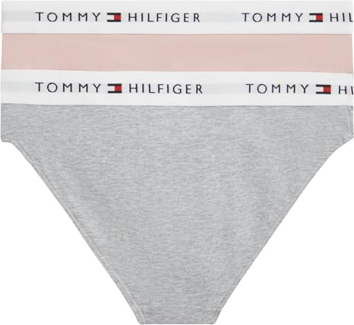 Tommy Hilfiger Mädchen 2er Pack Slips mit Logobund, Mehrfarbig (Foggy Pink/L Gry Htr), 14-16 Jahre