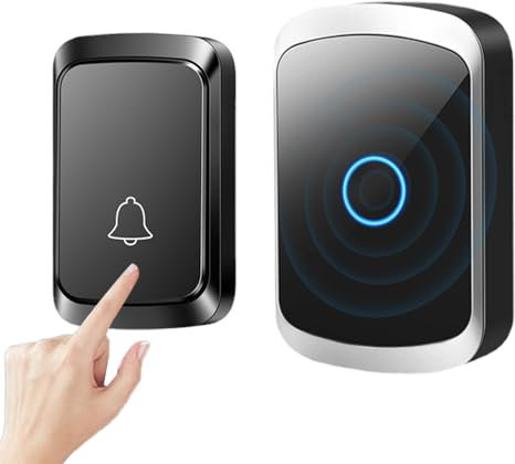 Wireless Doorbell, Waterproof Plug in Door Bell Battery Operated Door Bells Cordless, Ring for Apartment Homes Hotels Garages Villas Gardens Hospitals with 60 Ring Tones and 5 Volume Levels