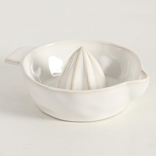 Ceramic Lemon Juicer Reamer Manual Citrus Lime Hand Squeezer Bowl with Handle and Pour Spout, Handheld, Easy to Use and Clean